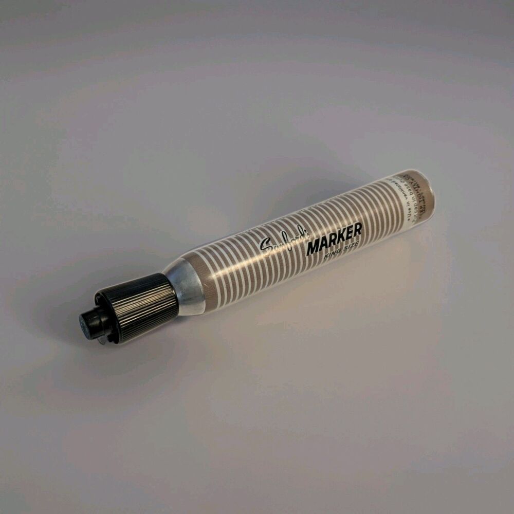 Sanford King Size Permanent Marker Black Works SMELLY Metal Barrel Pen Vintage